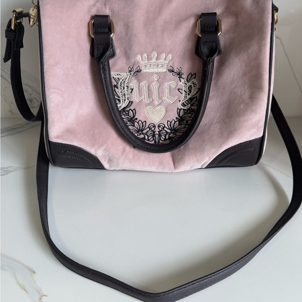 Juicy Couture Satchel Dusty Blush Velour Shoulder Bag